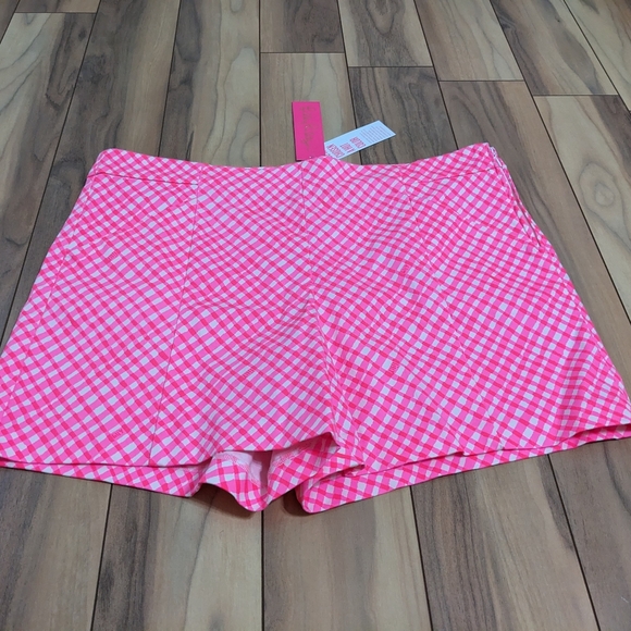 NWT! Lilly Pulitzer Arabeth Stretch Shorts Love Potion Pink Check Me Out Size 14 - Picture 2 of 15